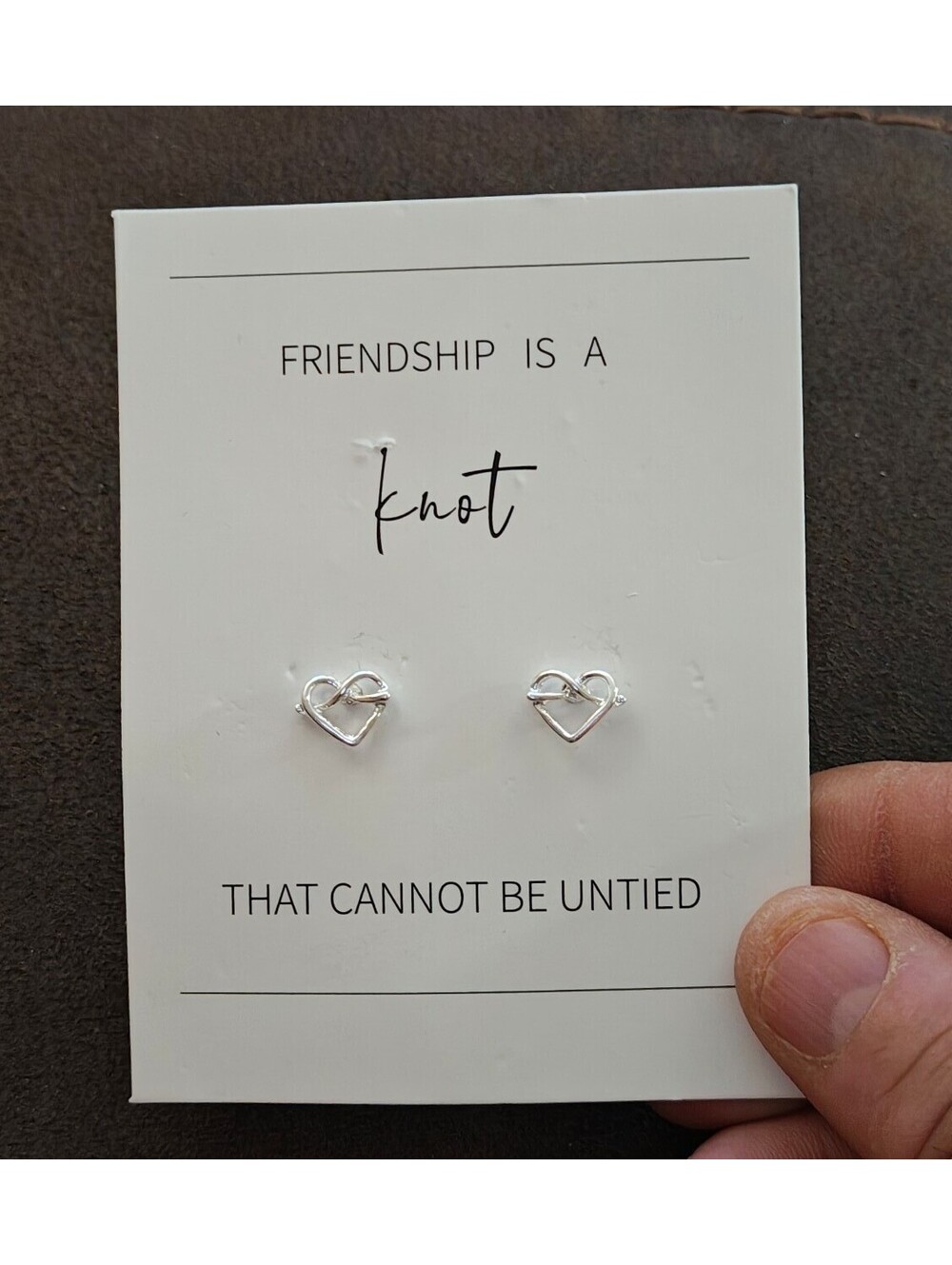 Friendship Knot Heart Stud Earrings New On Card